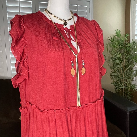 Indigo Rose Red Ruffle Dress - Picture 4 of 13